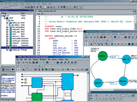 ModelSim Designer supports textual and graphical HDL design capture
